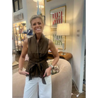 Sleeveless Blouse With Bow - S / Brown