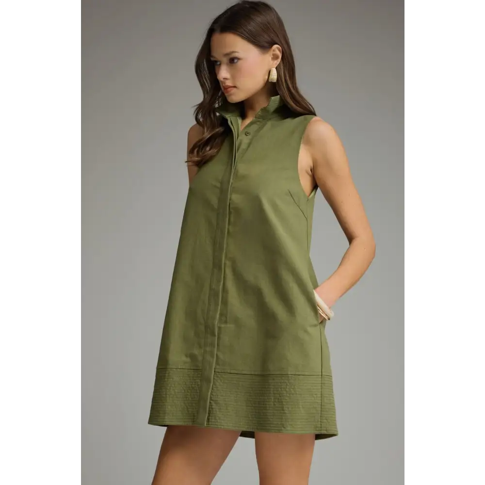 Sleeveless Mini Dress With Textured Hem Panel