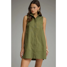 Sleeveless Mini Dress With Textured Hem Panel - S / Green