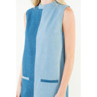Sleveeless Colorblocked Denim Dress - XS-S-M-L(1-2-2-1) / DENIM BLUE