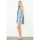 Sleveeless Colorblocked Denim Dress - XS-S-M-L(1-2-2-1) / DENIM BLUE