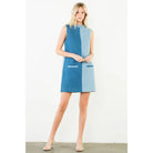 Sleveeless Colorblocked Denim Dress - XS-S-M-L(1-2-2-1) / DENIM BLUE