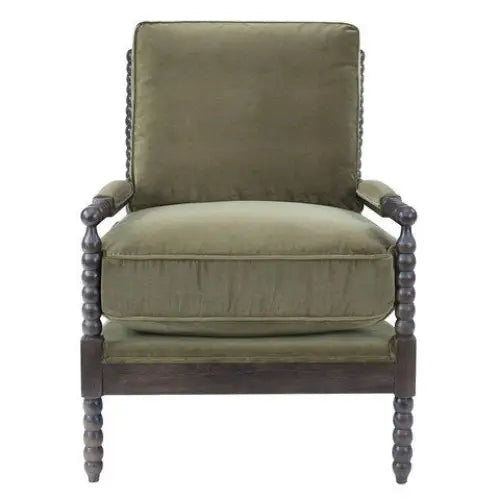 Spindle Green Velvet Chair - Accent Chair