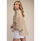 Spring Summer Button Down Sheer Stripe Shirt