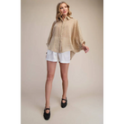 Spring Summer Button Down Sheer Stripe Shirt