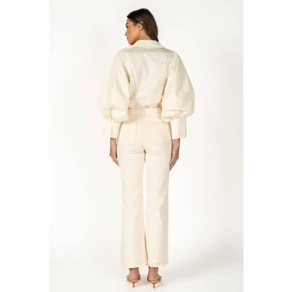 Statement Sleeve Button Down Blouse - RT170-1