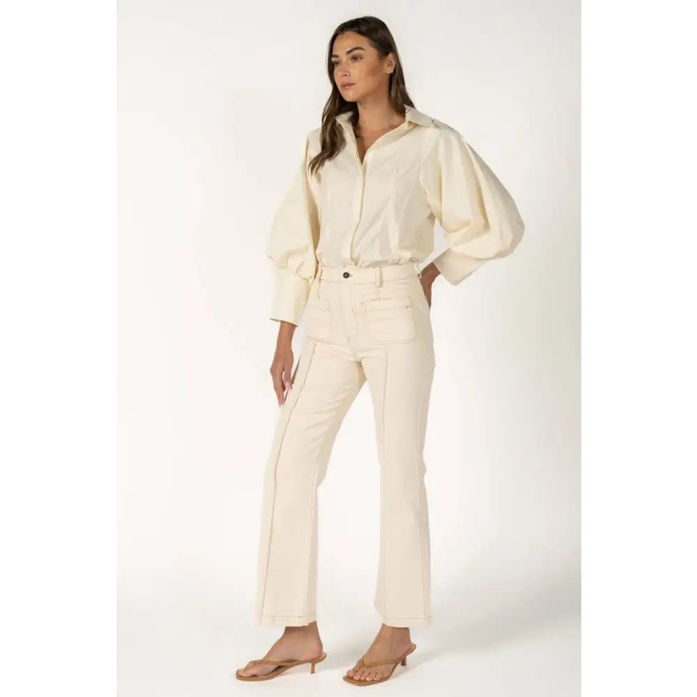 Statement Sleeve Button Down Blouse - RT170-1