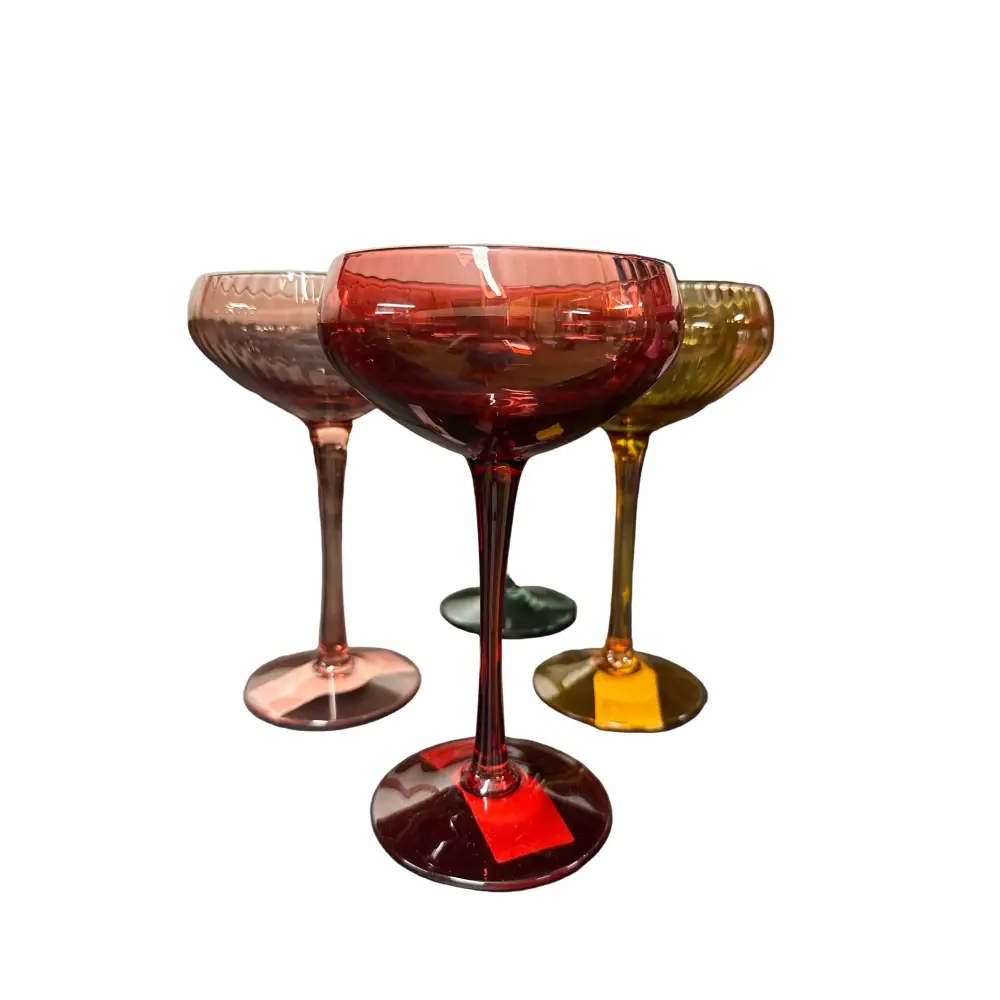 STEMMED COUPE GLASS - RED - GLASSWARE