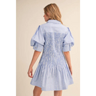 STRIPED SMOCKED BODICE MINI DRESS MDR4507