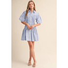 STRIPED SMOCKED BODICE MINI DRESS MDR4507