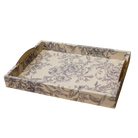 T113 Fabric Wrapped Tray - Cream/Blue 15.75’’ x 11.75’’ x 2.5’’ PK 2