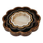 T123 Wooden Scalloped Trays - (Set of 4) 15.75’’ x 15’’ x 1.75’’ 11.75’’ x 11.5’’ x 1.75’’ 9.5’’ x 9’’ x 1.75’’ &