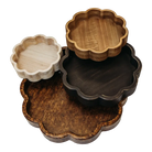 T123 Wooden Scalloped Trays - (Set of 4) 15.75’’ x 15’’ x 1.75’’ 11.75’’ x 11.5’’ x 1.75’’ 9.5’’ x 9’’ x 1.75’’ &