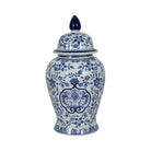Temple Jar - White/Blue Ceramic Chinoiserie Charm 18 in.