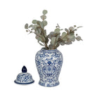 Temple Jar - White/Blue Ceramic Chinoiserie Charm 18 in.