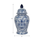 Temple Jar - White/Blue Ceramic Chinoiserie Charm 18 in.