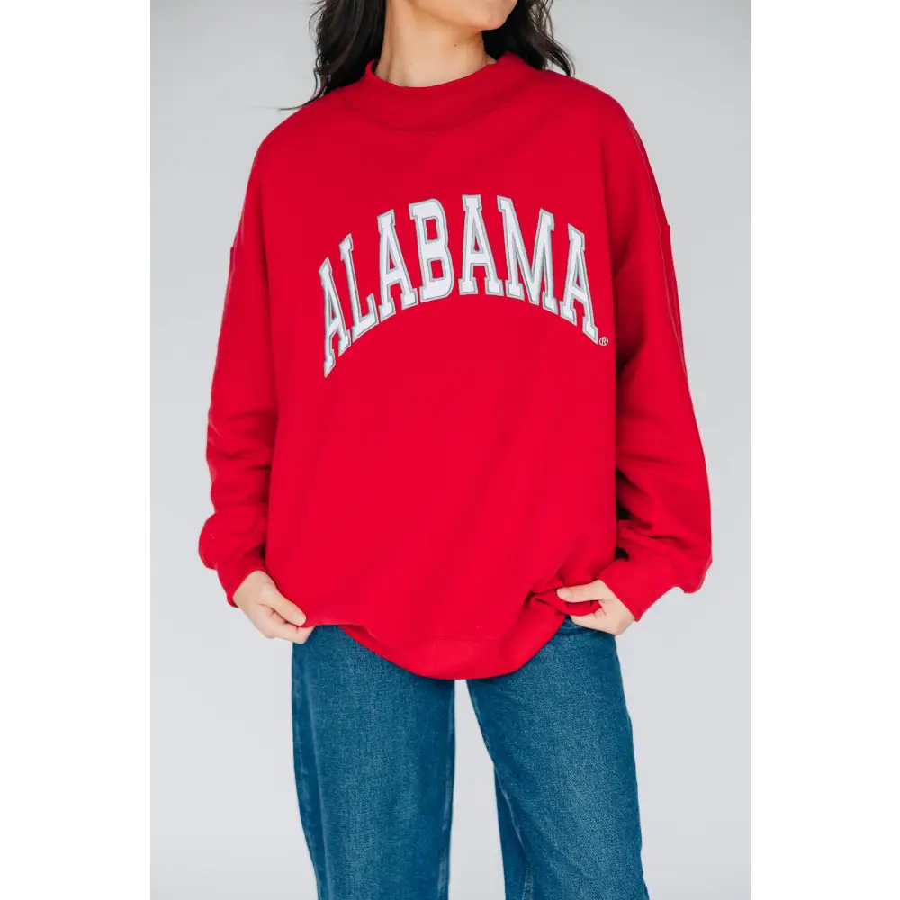 The Madi Classic Mockneck Alabama Applique | Crimson