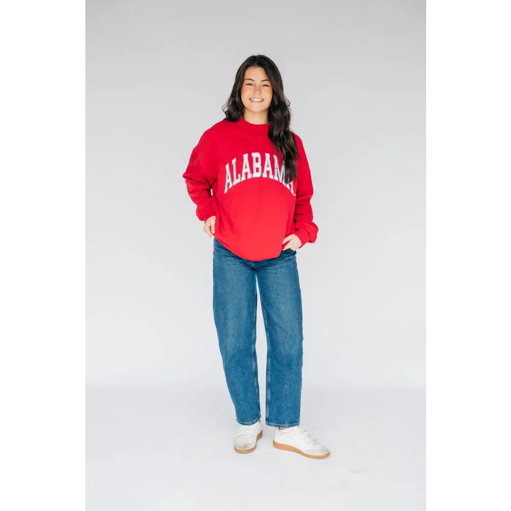 The Madi Classic Mockneck Alabama Applique | Crimson