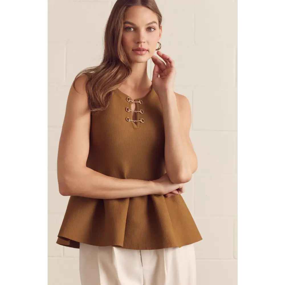 Toffee Peplum Top - Blouse