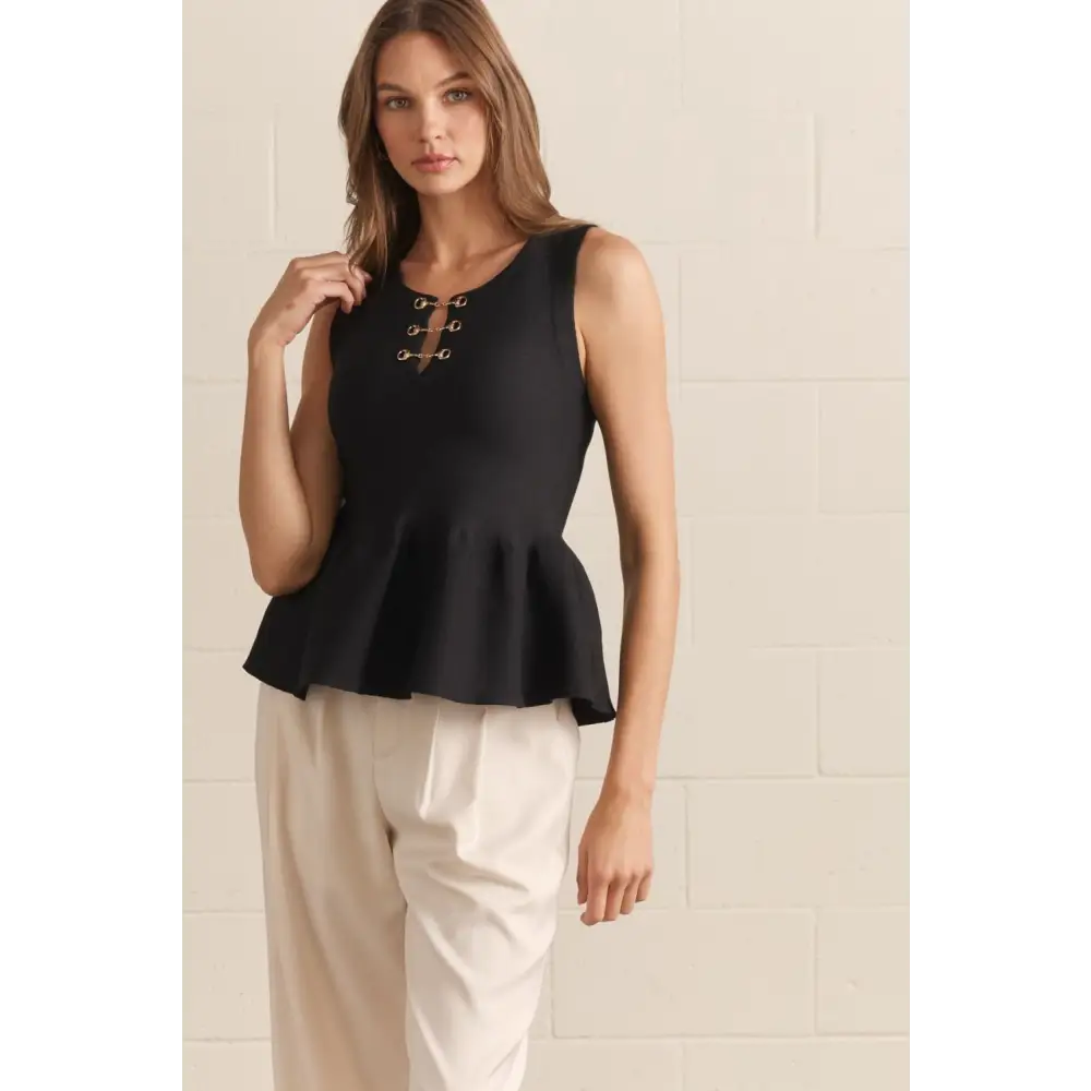 Toffee Peplum Top - S / Black - Blouse