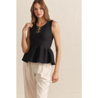 Toffee Peplum Top - S / Black - Blouse