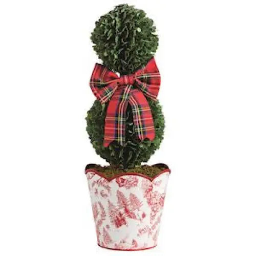 Toile Boxwood Topiary - Christmas