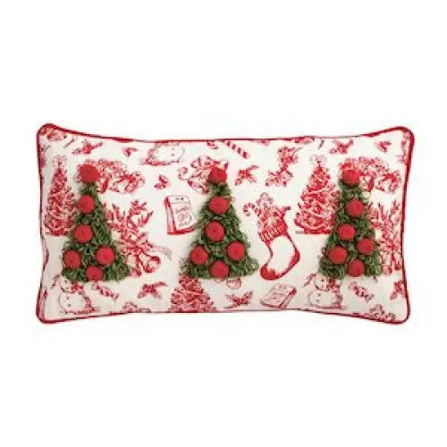 TREE EMBELISHED PILLOW - Christmas Pillow