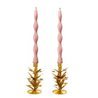 Tri-Flower Set of 2 Flower Embellished Taper Candle Candleholders - Candleholder