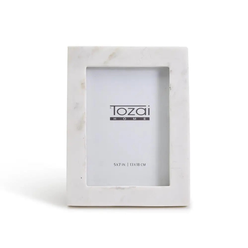 Trident White Marble Photo Frame - White - Gifts