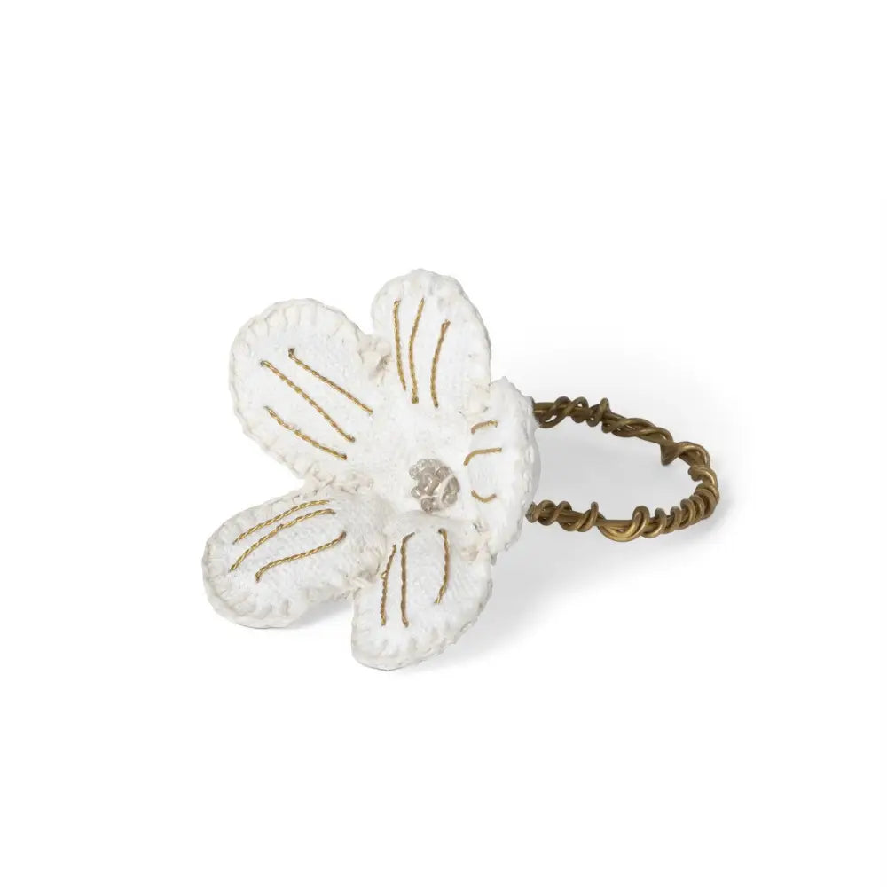 Upcycled Canvas Flower Napkin Ring - Napkin Rings