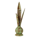 Verdigris Hand-Crafted Bulb and Leaf Vase - Vase
