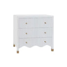 White 3 Drawer Scalloped Nightstand - Nightstand