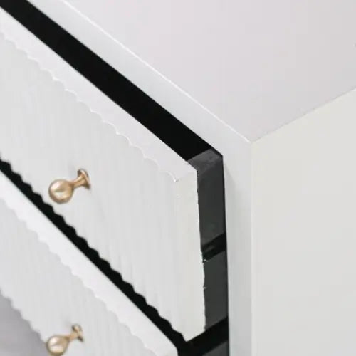 White 3 Drawer Scalloped Nightstand - Nightstand