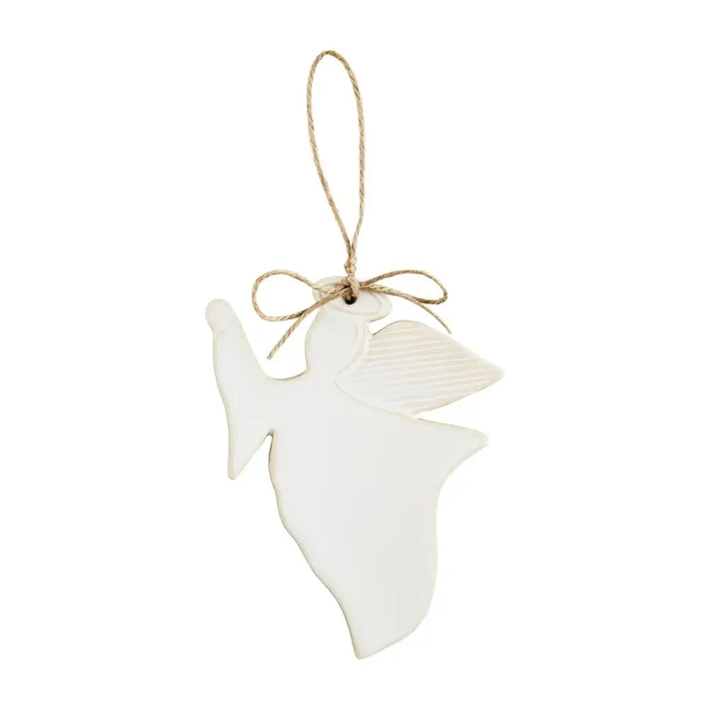 White Glazed Ornament - A - Christmas