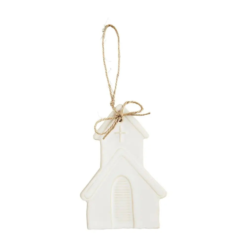 White Glazed Ornament - C - Christmas