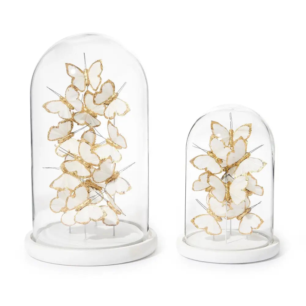 White & Gold Butterfly Dome - Tall - Butterfly Decor