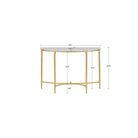 White Marble Tabletop Consol Table with Gold Base