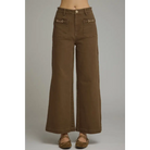 Wide Leg Pant with Gold Accents on Pockets - S - Pants