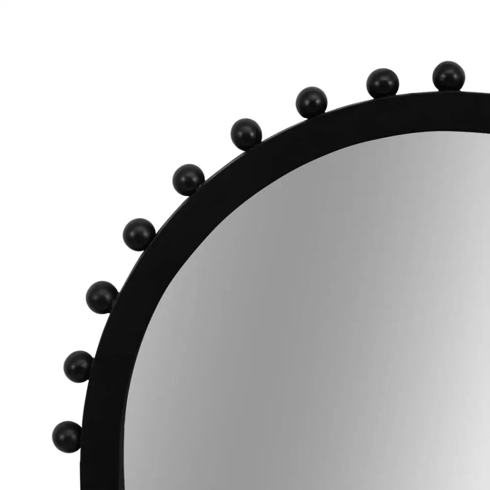 Wood Beaded Arch Decorative Wall Mirror - Black 24 in.