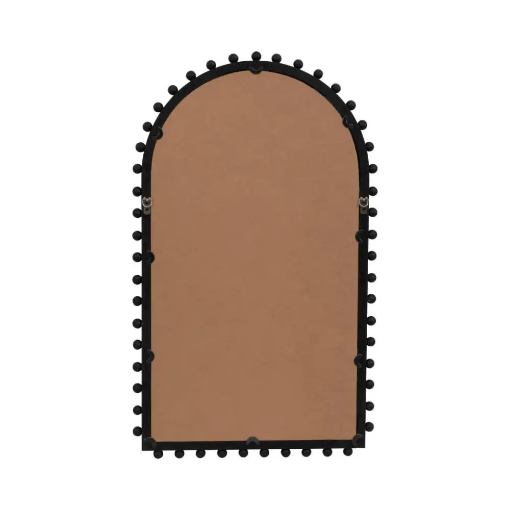 Wood Beaded Arch Decorative Wall Mirror - Black 24 in.