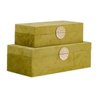 Wood Medallion Decorative Box Set of 2 - Green 10/12 in.