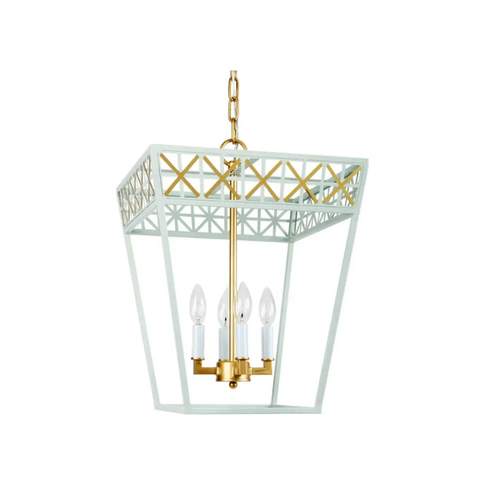 Wythe Lantern - Blue & Gold - Pendant